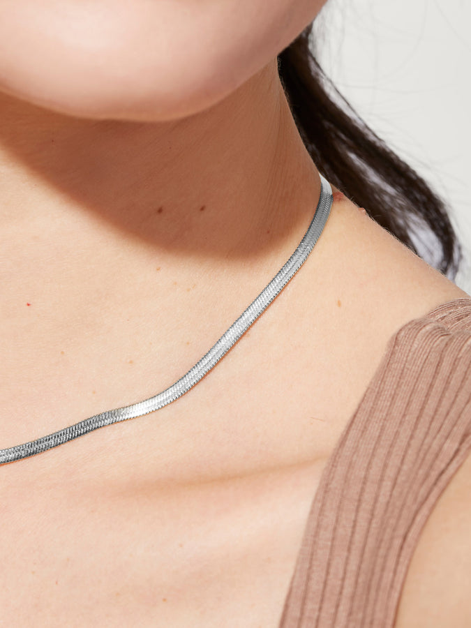 Silver Herringbone Necklace – Friction Jewelry Inc