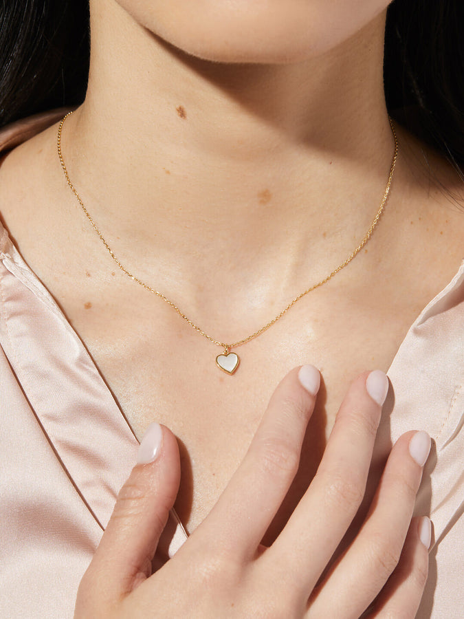 14K Gold Heart Necklace - Laure Mother of Pearl - Ana Luisa Jewelry