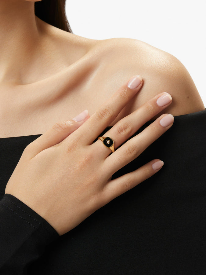 Star Jewelry Signet Pinky Ring With Black Square India | Ubuy