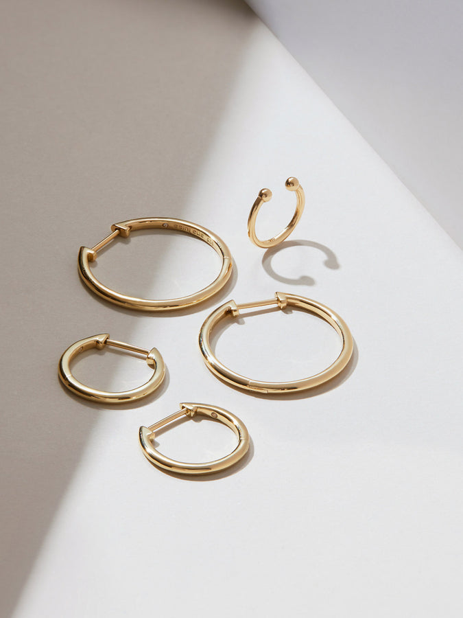 14K Gold Medium Slim Endless Hoop Earrings - Lo Medium - Gold - Ana Luisa Jewelry