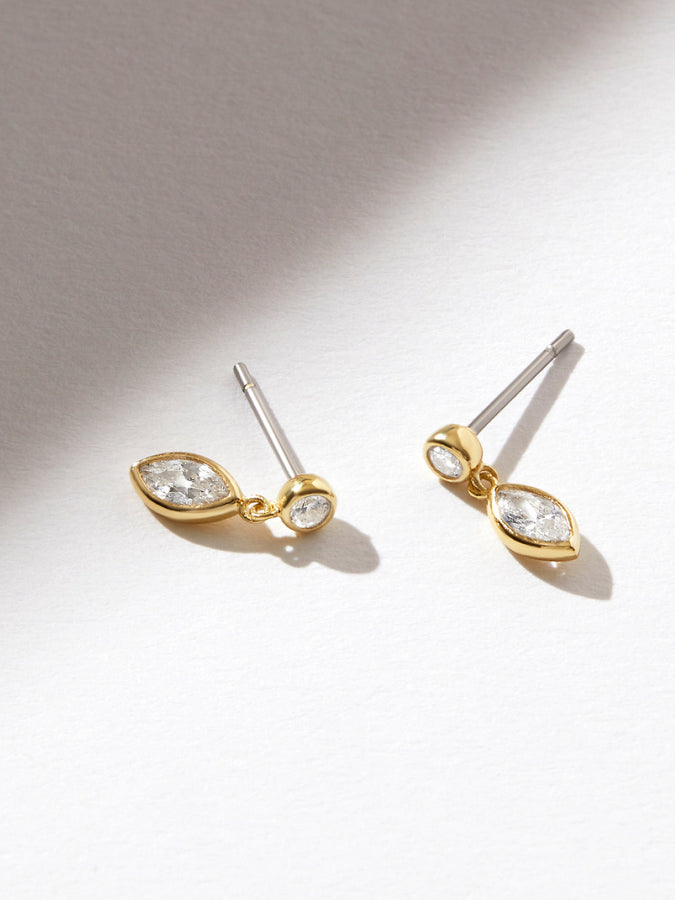 Sterling Silver 14K Gold Diamond Studs - Diamond Studs - Gold - Ana Luisa Jewelry