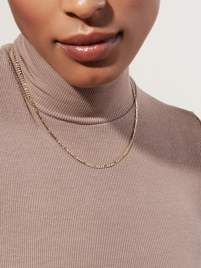 Figaro Chain Necklace - Rose Gold