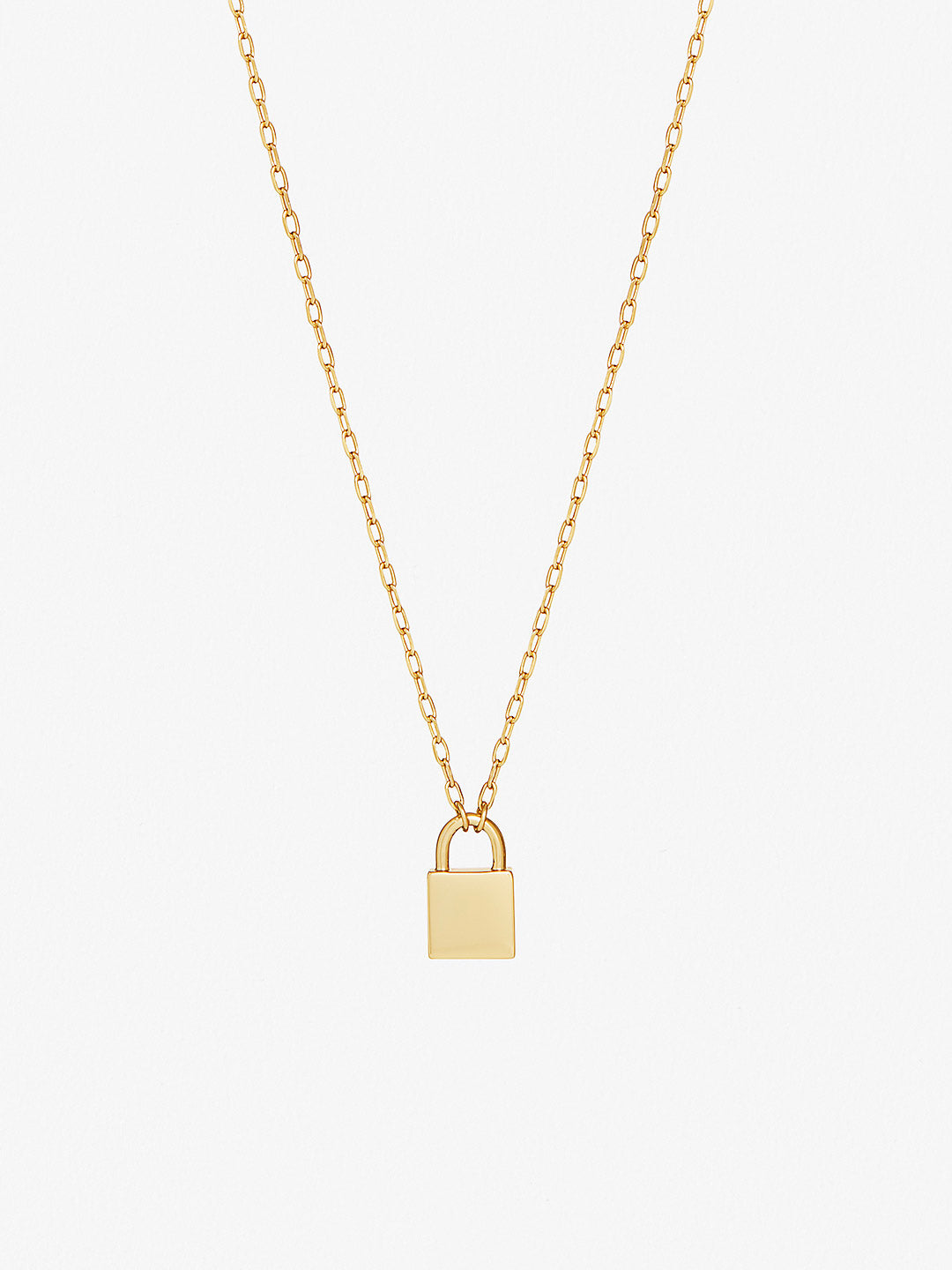 10K Yellow Gold Padlock and Key Necklace - AU1321