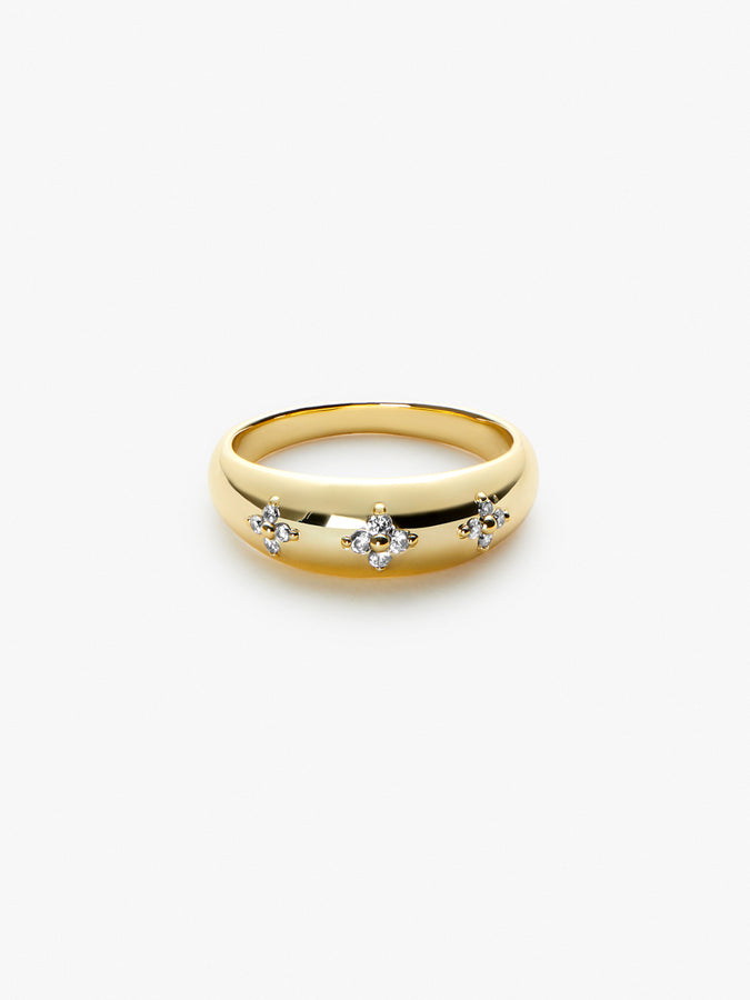 14K Yellow Gold Star Diamond Statement Ring