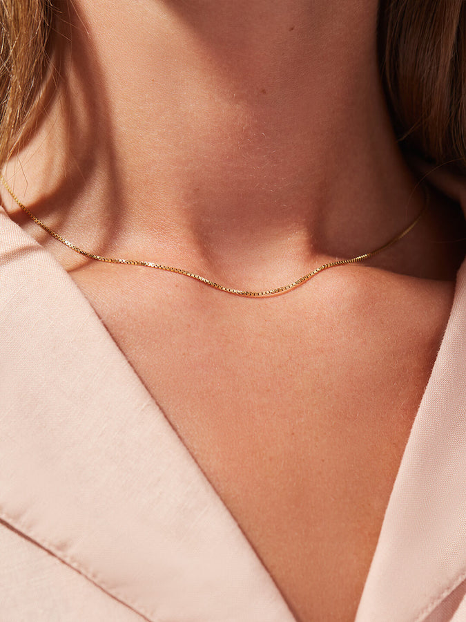 Medium Box Chain Necklace in Yellow, Rose or White Gold