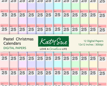 Pastel Christmas Calendars | 12x12 Digital Papers