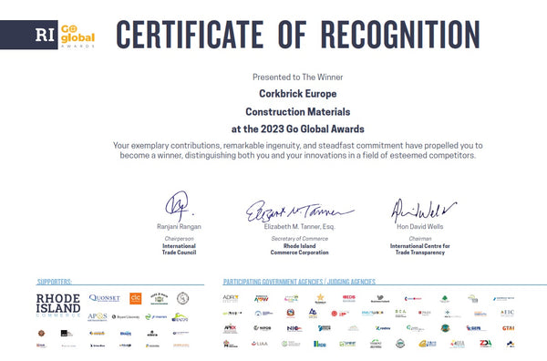 CORKBRICK EUROPE Go Global award certificate