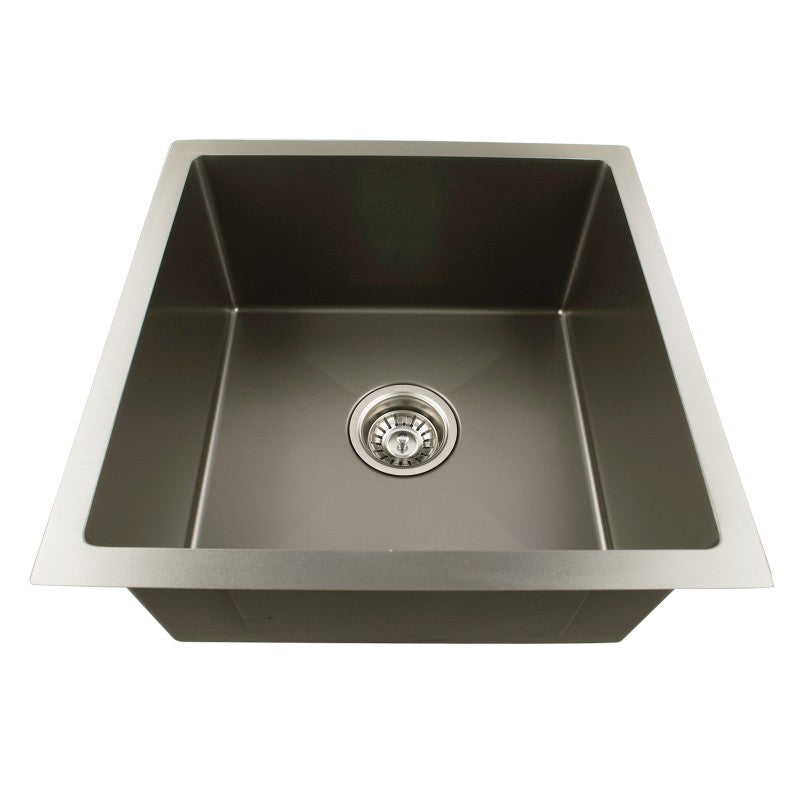 440x440x200mm 1 2mm Black Stainless Steel Single Bowl Top Undermount Kitchen Laundry Sink