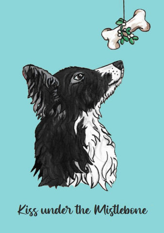 Charity Christmas Card of a Collie Under the Mistlebone