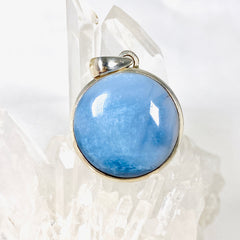 Round Blue Opal Cabochon Pendant