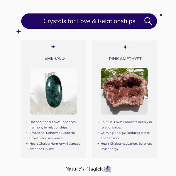 The Top Crystals To Attract Love And Improve Relationships - Emerald and Pink Amethyst