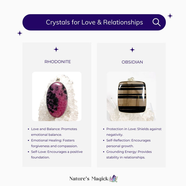 The Top Crystals To Attract Love And Improve Relationships - Rhodonite and Obsidian