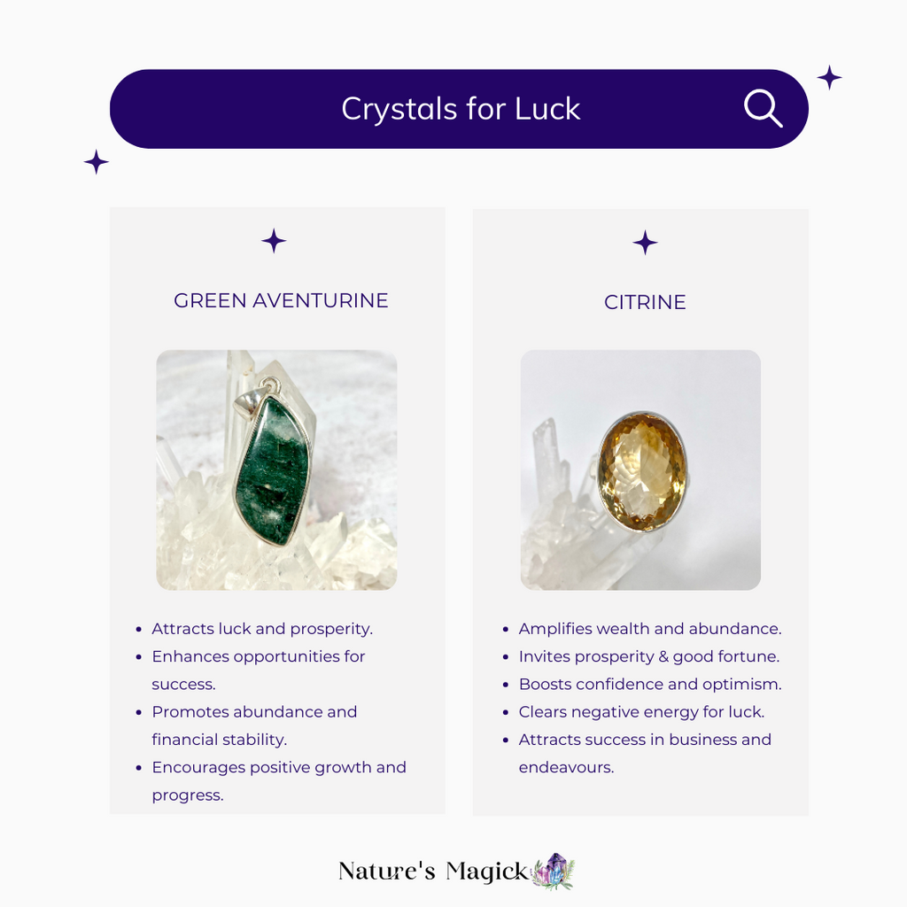 Crystals for luck - green aventurine and citrine