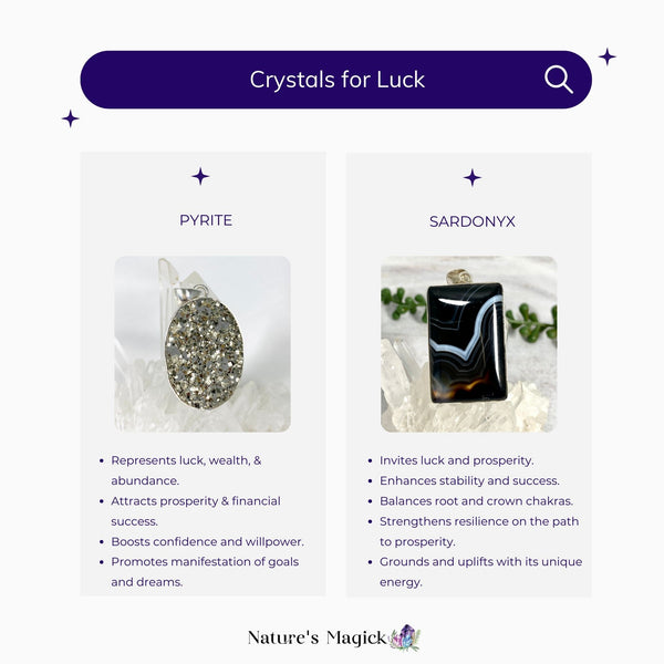 Crystals for luck - pyrite and sardonyx