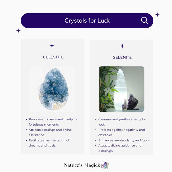 Crystals for luck -  celestite and selenite