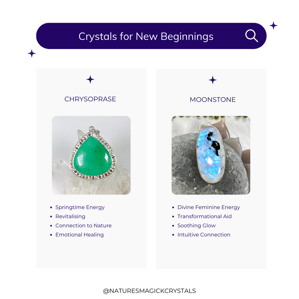 Crystals for New Beginnings - Chrysoprase and Moonstone