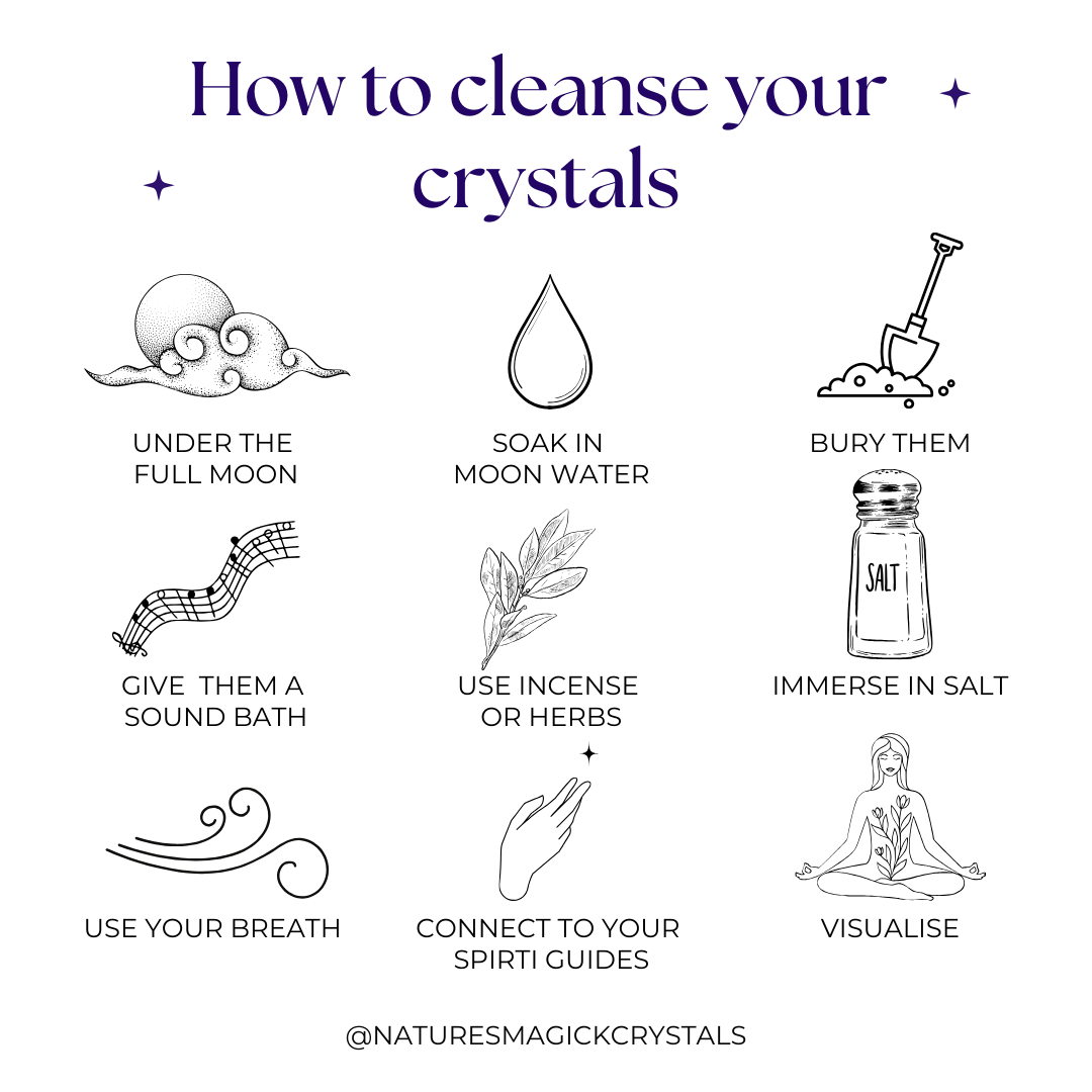 Nature's Magick How to Cleanse Your Crystals Graphic