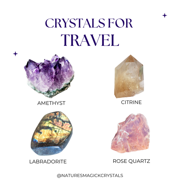 Crystals for Travel Amethyst Citrine Labradorite Rose Quartz