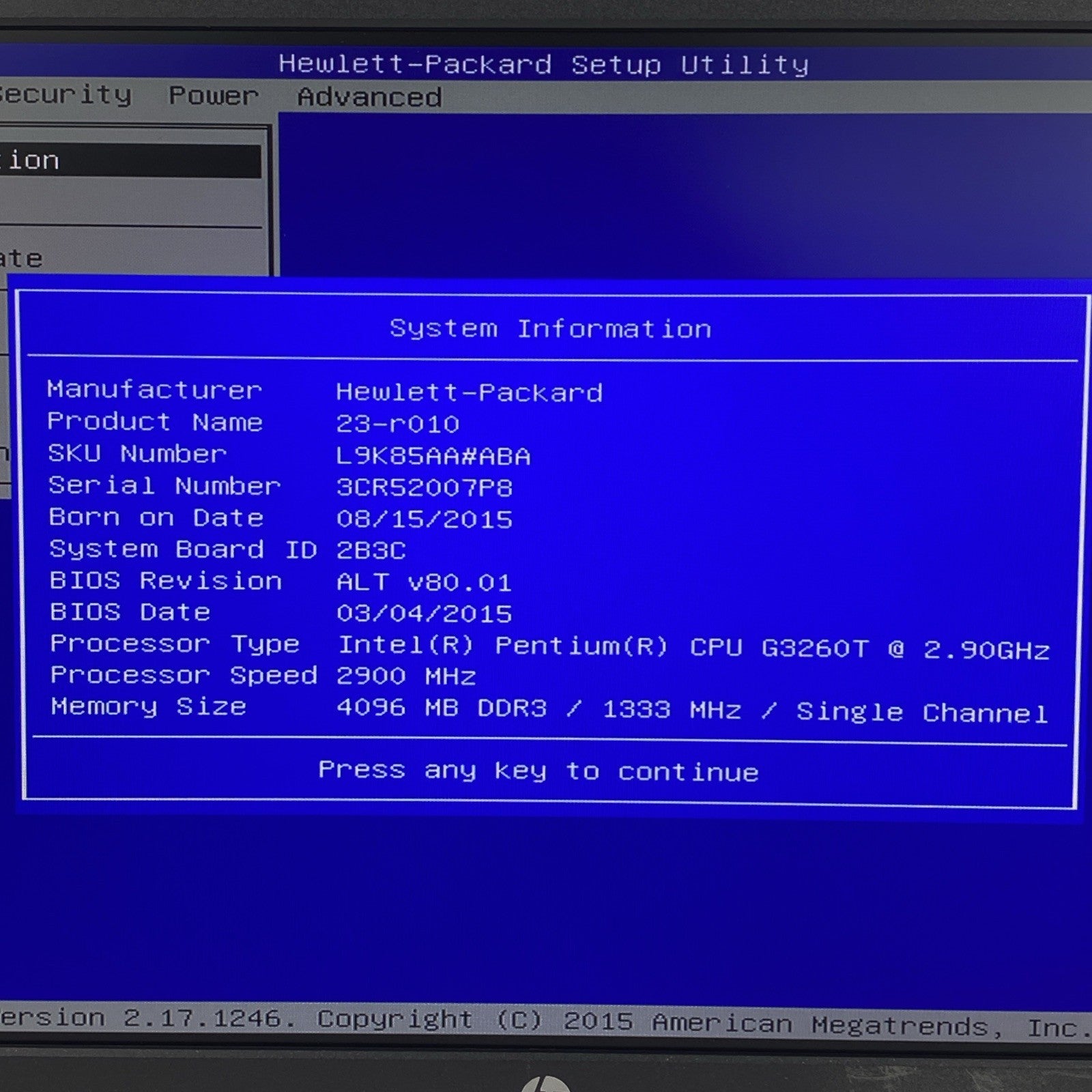HP 23-r010 AIO Intel Pentium G3260T 2.9GHz 4GB No HDD No OS - Image 3
