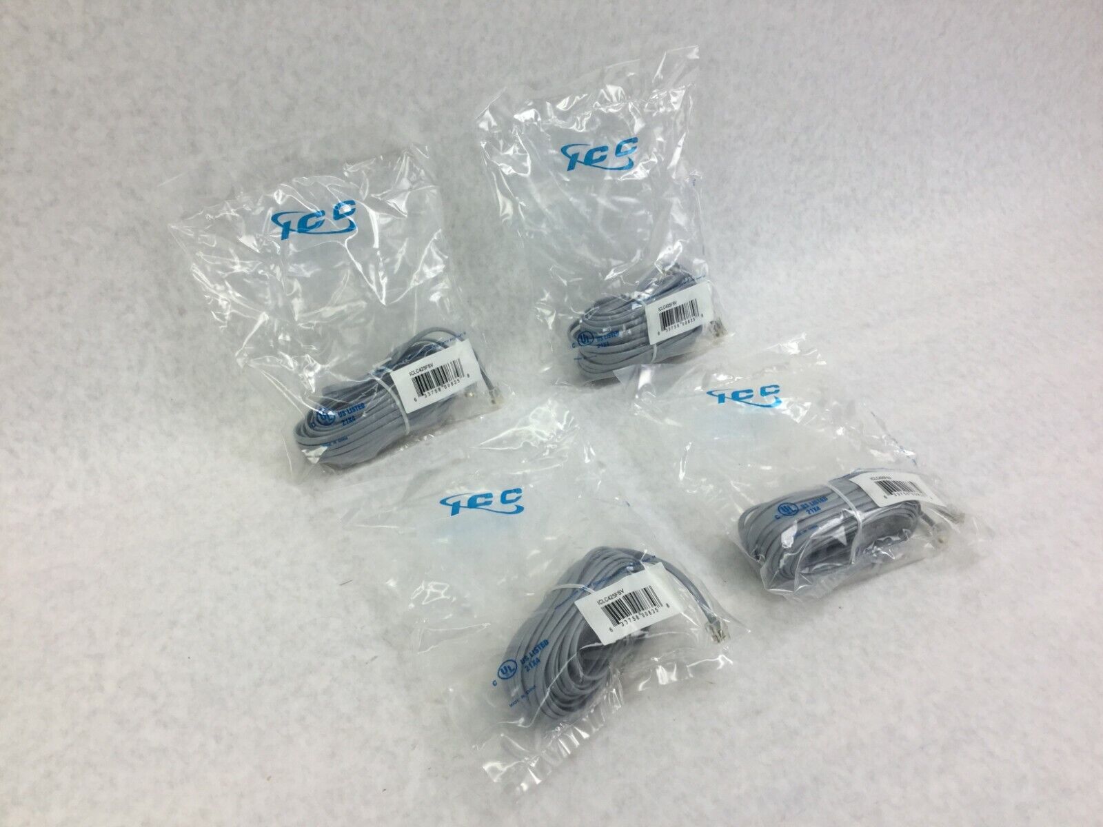 ICC ICLC425FSV 25' ft Flat Line Cord Lot of 4 Sealed Packages
