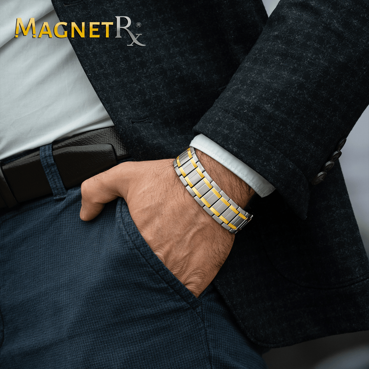 3x Strength Titanium Magnetic Bracelet for Men (Gold)