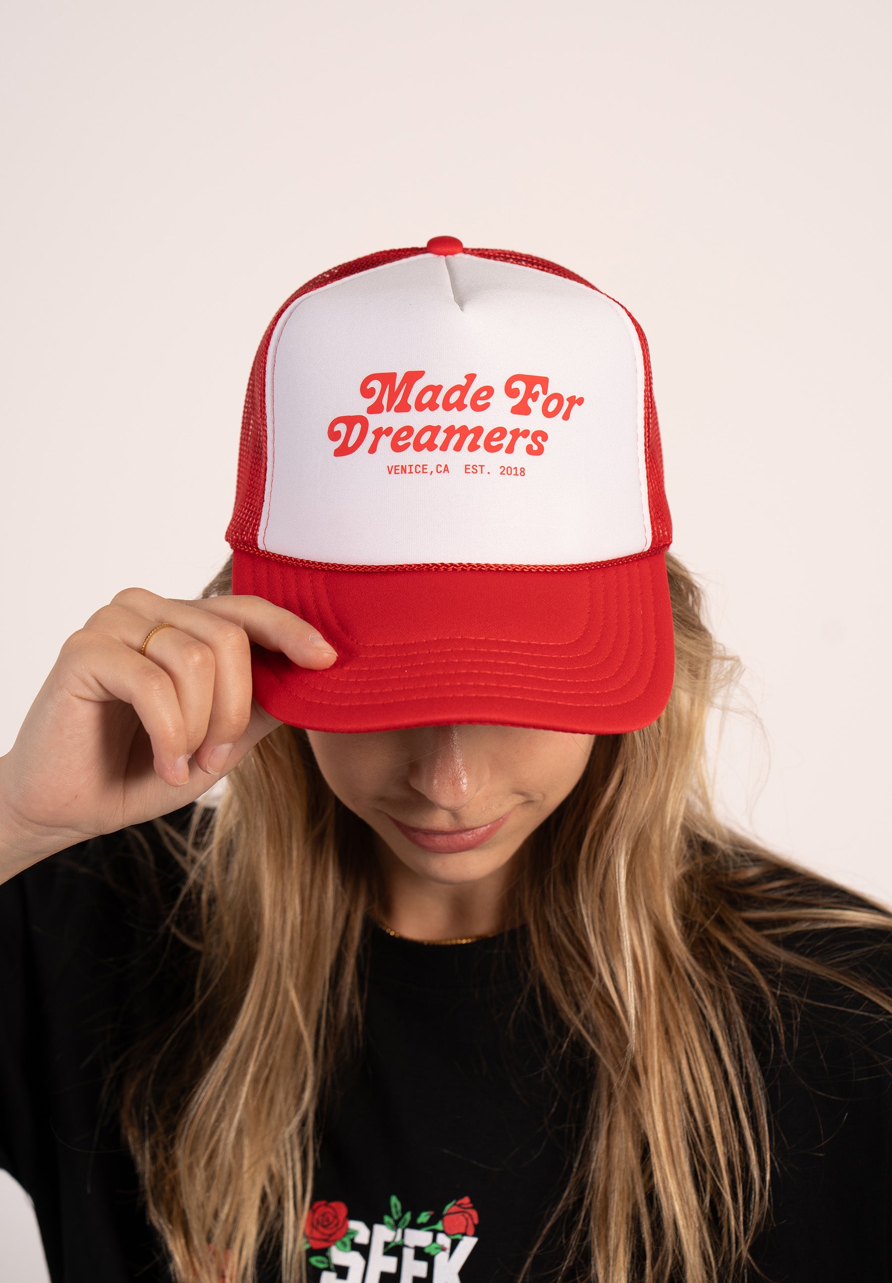 Red Made For Dreamers Trucker Hat – Seek Discomfort