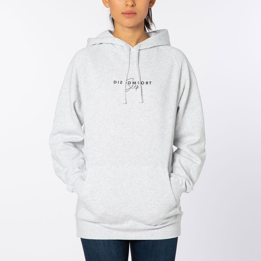 seek discomfort grey pullover hoodie