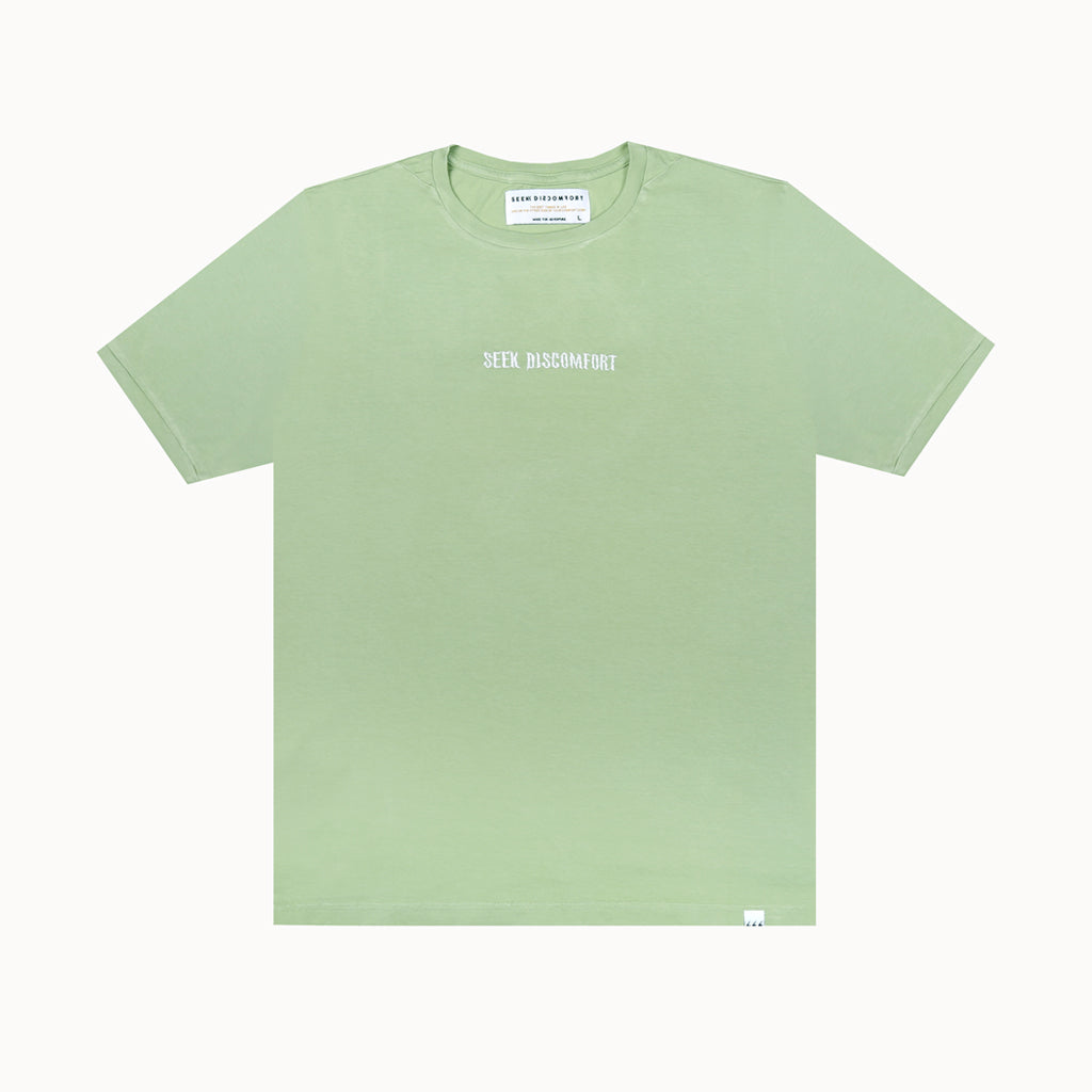 Olive Green / White Embroidered Short Sleeve Staple Tee – Seek Discomfort
