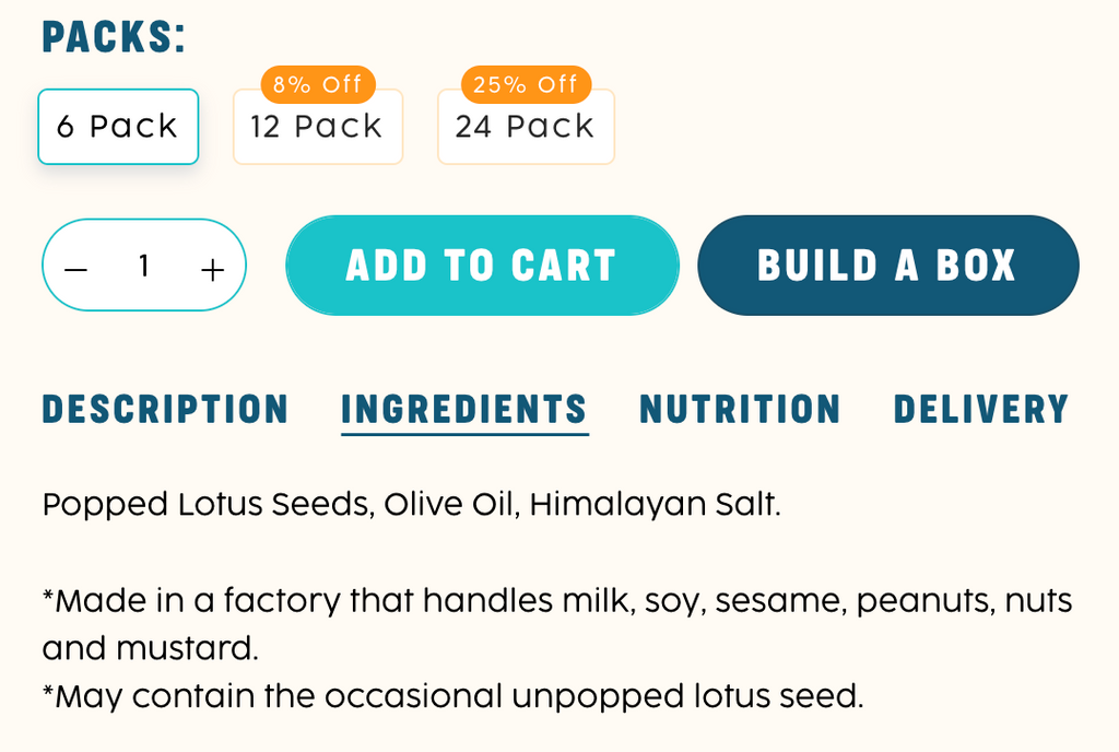 Plant Pops product tabs