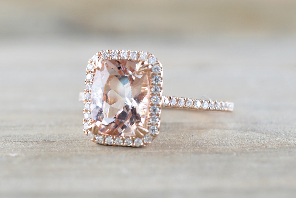 Rebecca Elongated Cushion Morganite 