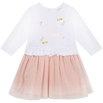 Carrement Beau - Petite Fleur Bimaterial Tulle Dress - White/Pink