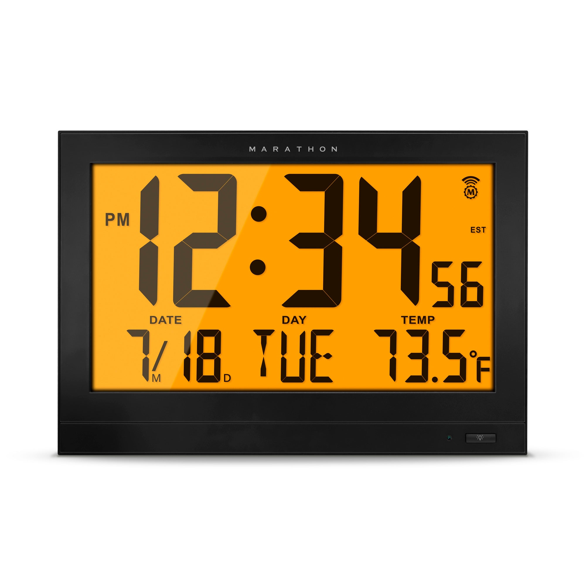 Horloge numérique atomique murale rectangulaire avec calendrier complet de  Marathon - Noir