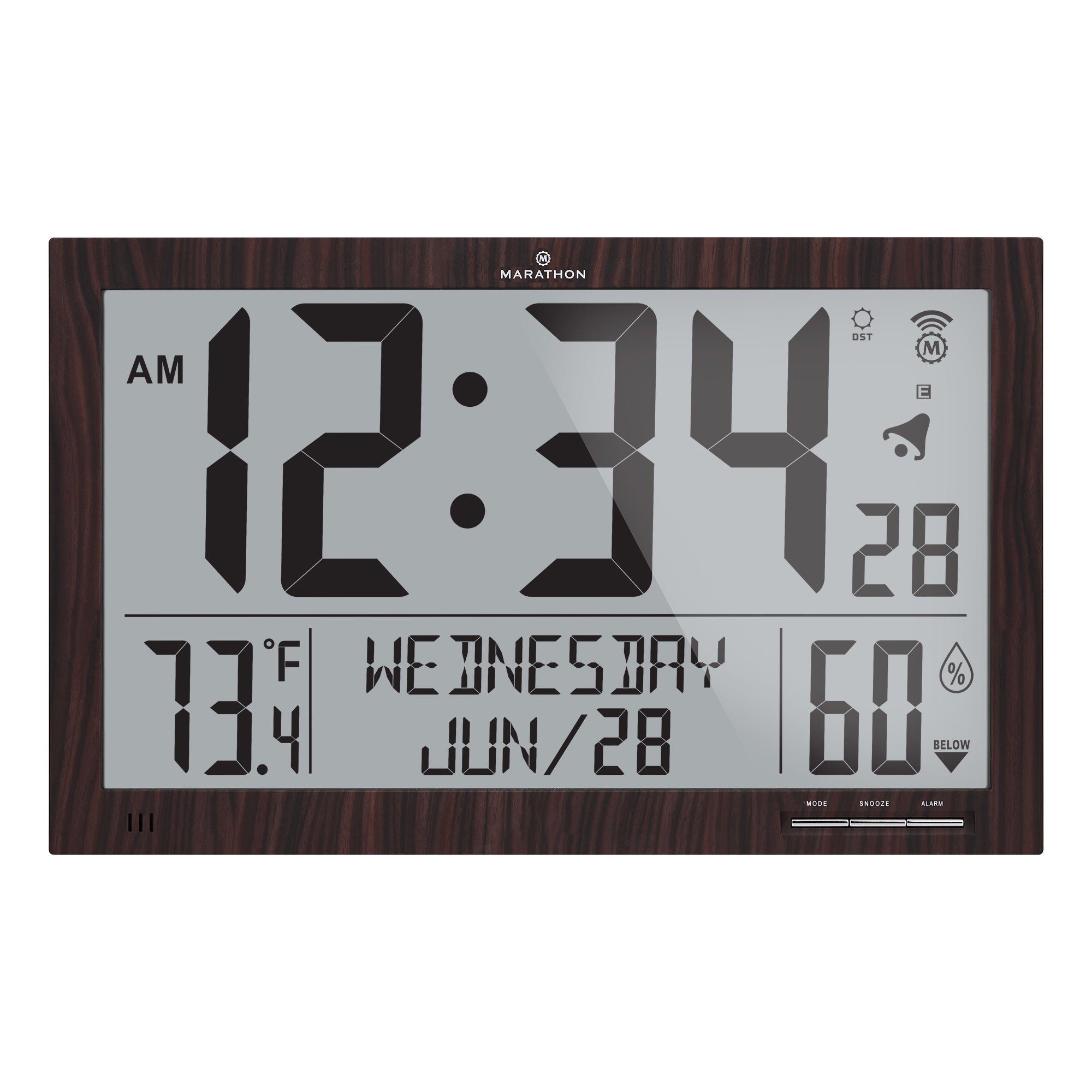 Slim Jumbo Atomic Wall Clock with Indoor Temperature & Humidity