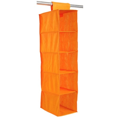 5 Shelf Portable Foldable Hanging Wardrobe Section Storage Organiser S