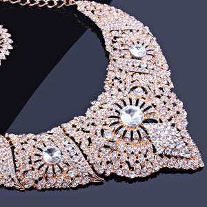 Jewelry Full Clear Rhinestones Statement Necklace And Earrings For Wom