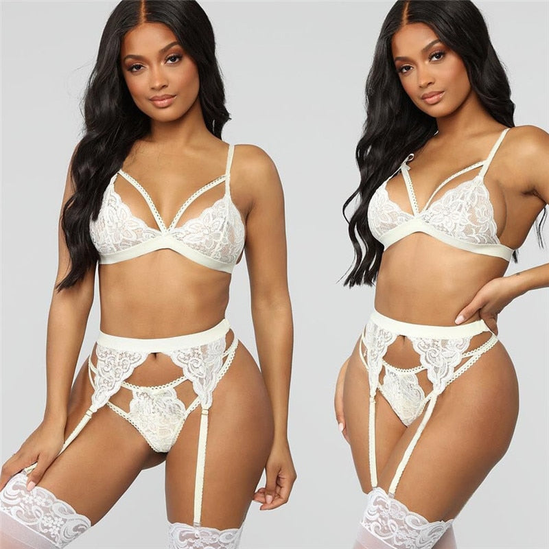 Hot Sexy Lingerie Set Lace Spaghetti Bra Top And Sex G String Tho Ekingstore