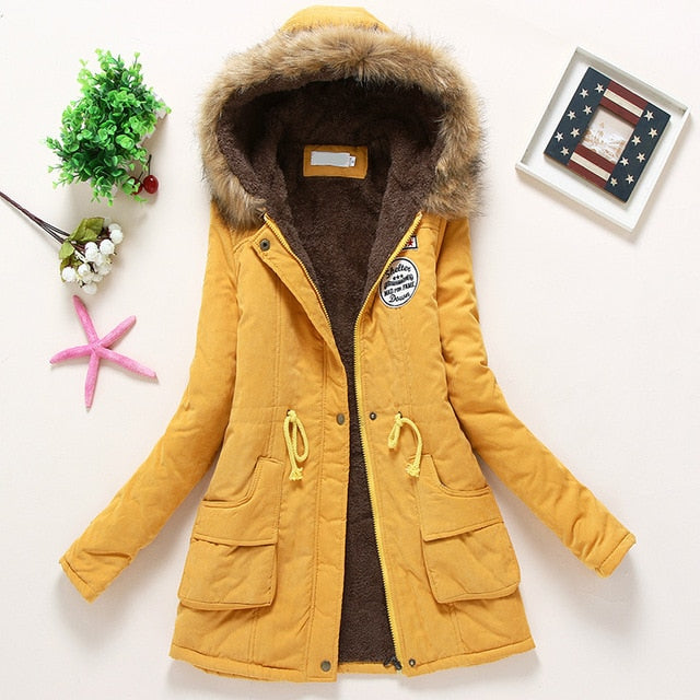 slim faux fur zipper hooded jacket