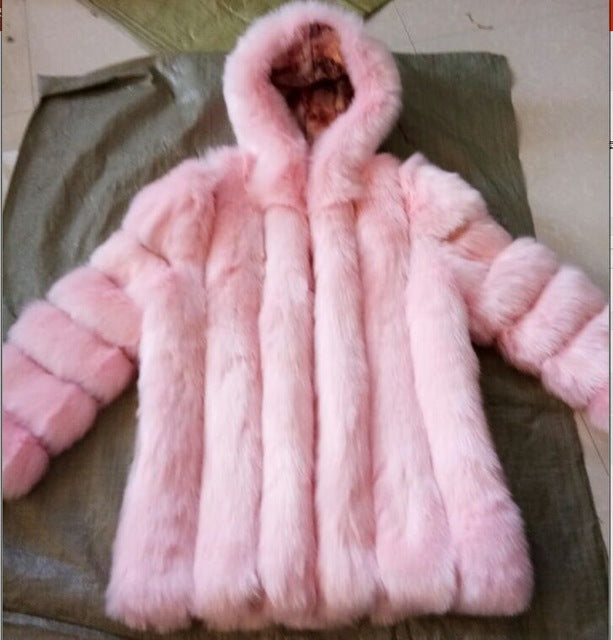 fox fur hooded coat