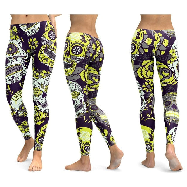 skull running tights