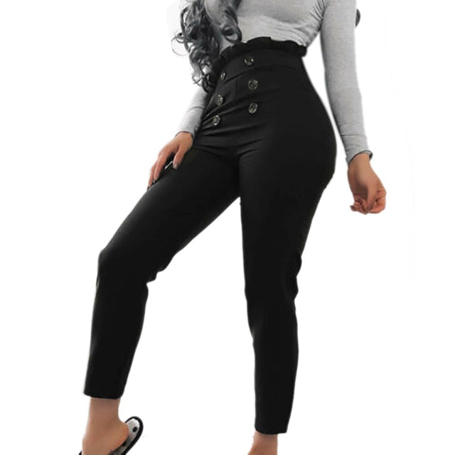 high waisted slim trousers