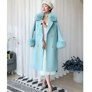 teal fur collar