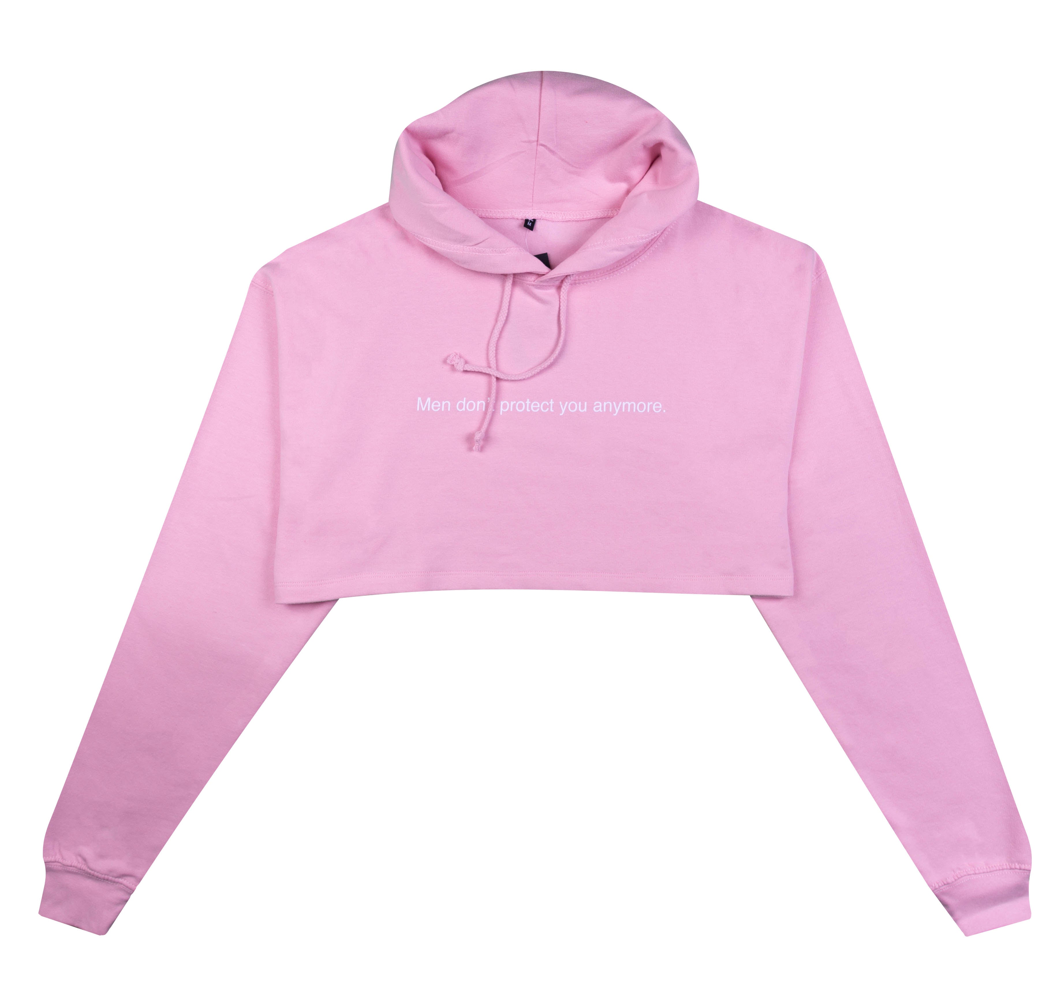 MEN DON'T PROTECT YOU ANYMORE LIGHT PINK CROPPED HOODIE – STITCH