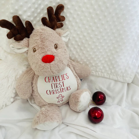 Reindeer with personalisation text on tummy
