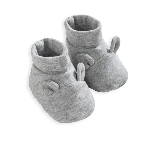 Grey baby booties with ears