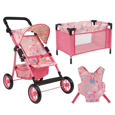Childrens Pink Pram Cot and Carrier