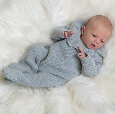 Grey baby frilly sleepsuit set