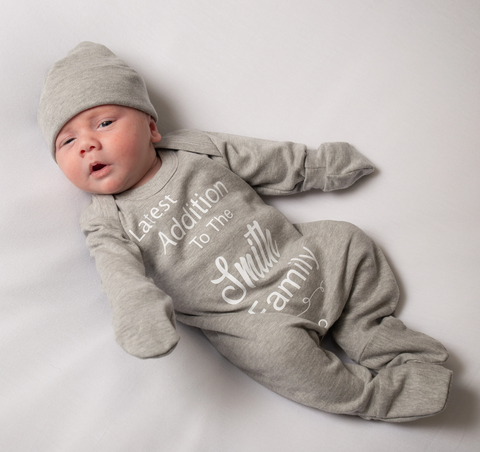 personalised baby sleepsuit and hat
