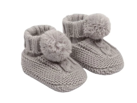 Baby grey knitted booties