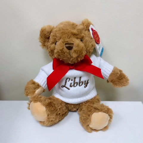 Teddy bear with personalised jumper