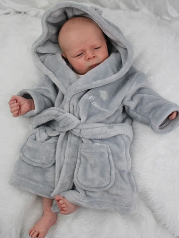 Grey Personalised Embroidered Dressing Gown